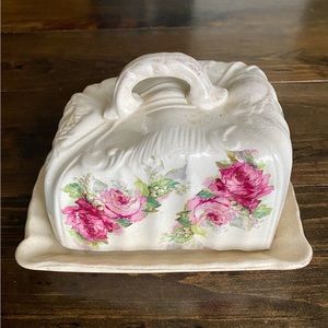Antique Floral Cheese Dish